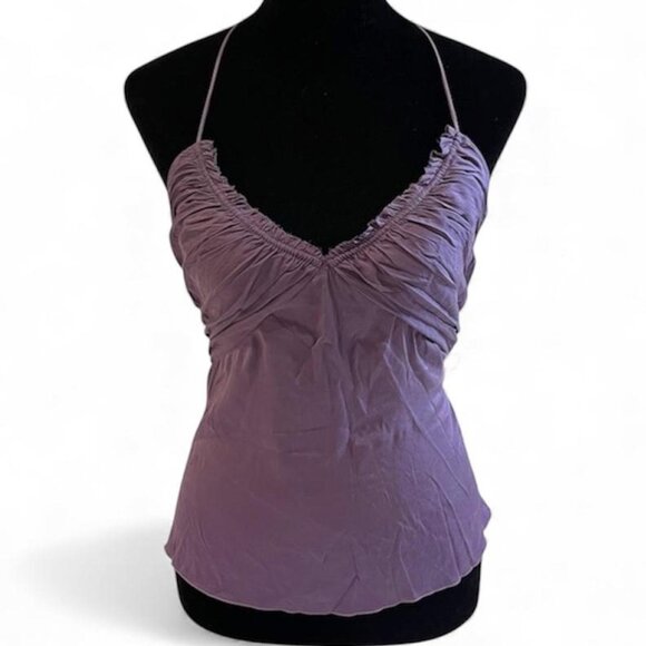 y2k vintage purple silk halter tie tank top size xs - Picture 1 of 9
